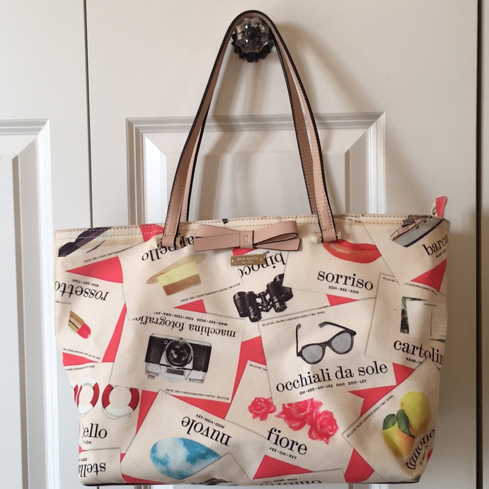 Kate Spade New York Italian flashcard tote
